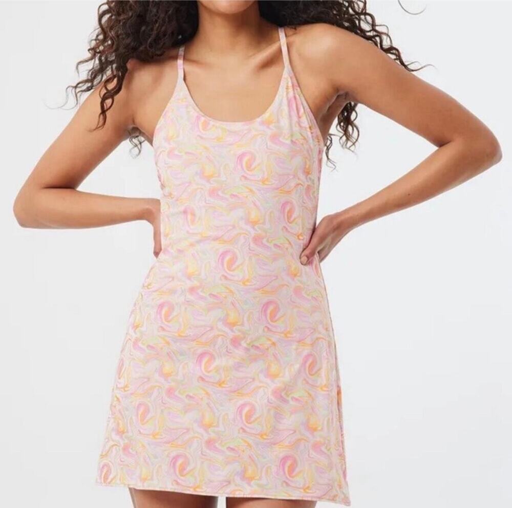 Outdoor Voices Tie Dye Sherbet Swirl Printed Fun Colorful Athletic Dress Size XS